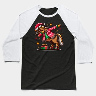 Dabbin' Through the Holidays: Plaid Horse Christmas T-Shirt Baseball T-Shirt